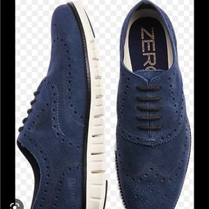 Cole Haan Zerogrand Navy Suede Wingtip Oxfords Men’s Size 7.5